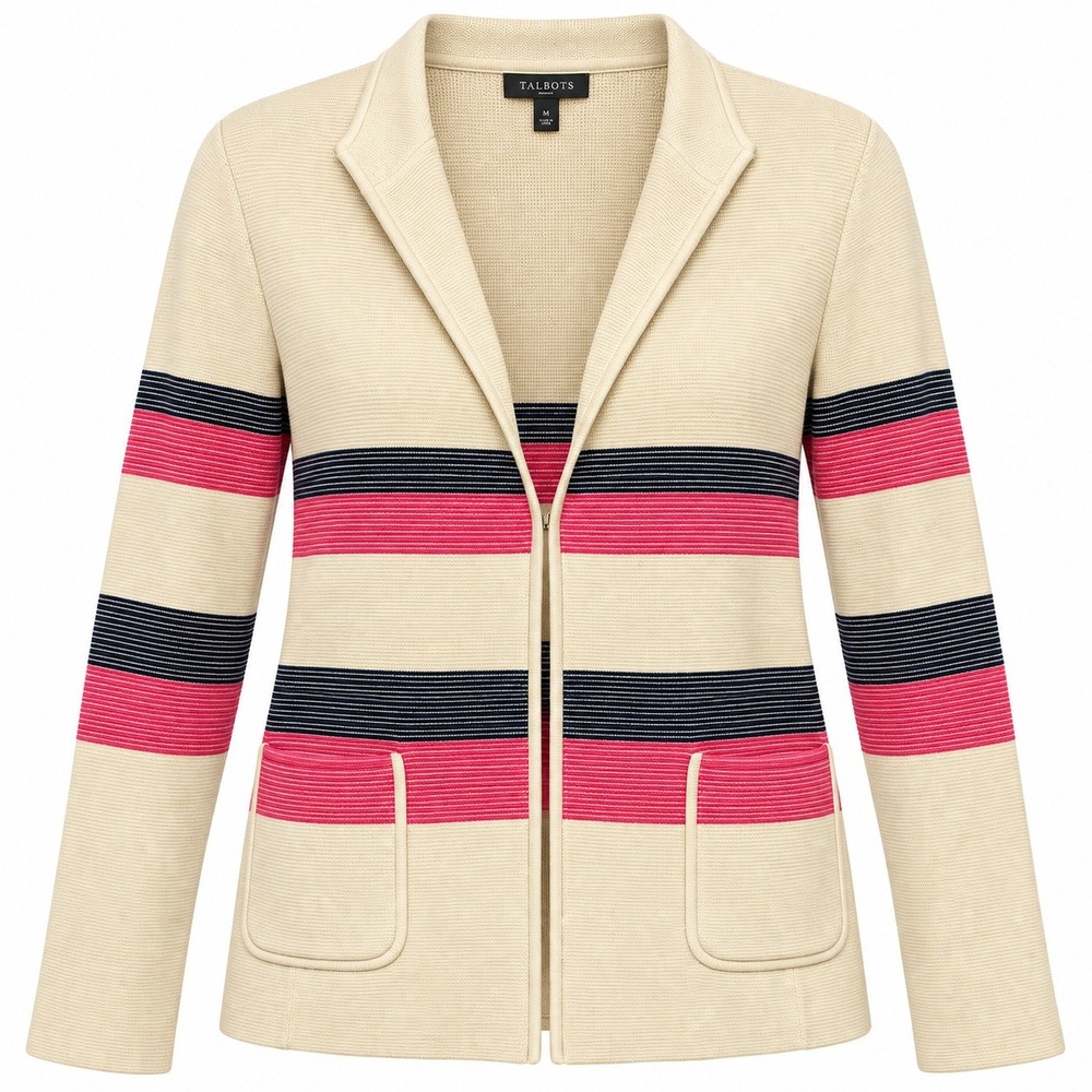 Talbots Old Money Coastal Chic Cardigan Jacket Womens Size 1X Preppy Hamptons